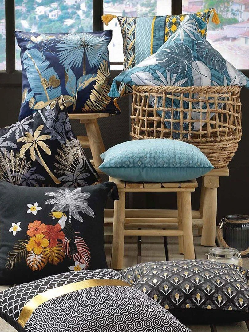 Housse de coussin déco Kansas Bleu