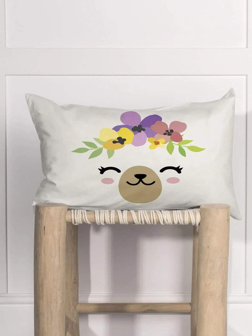 Housse de coussin Cute llamas "Happyfriday"   Blanc