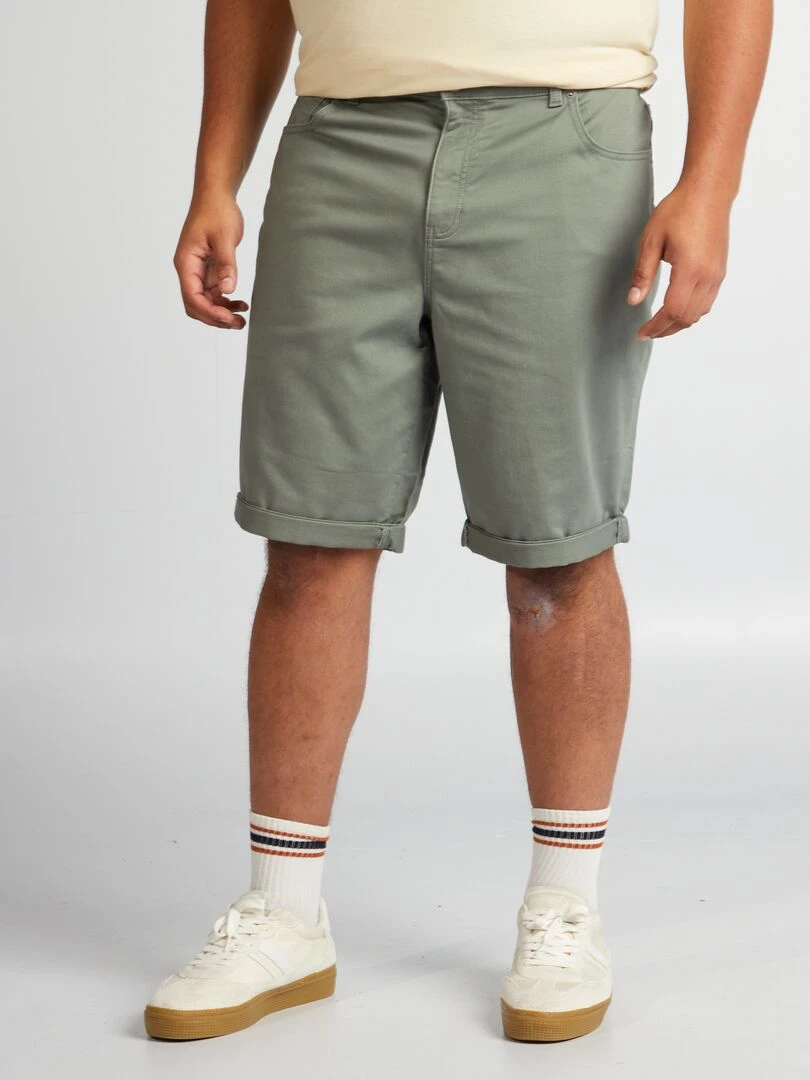 Bermuda en jean à coupe droite Vert clair