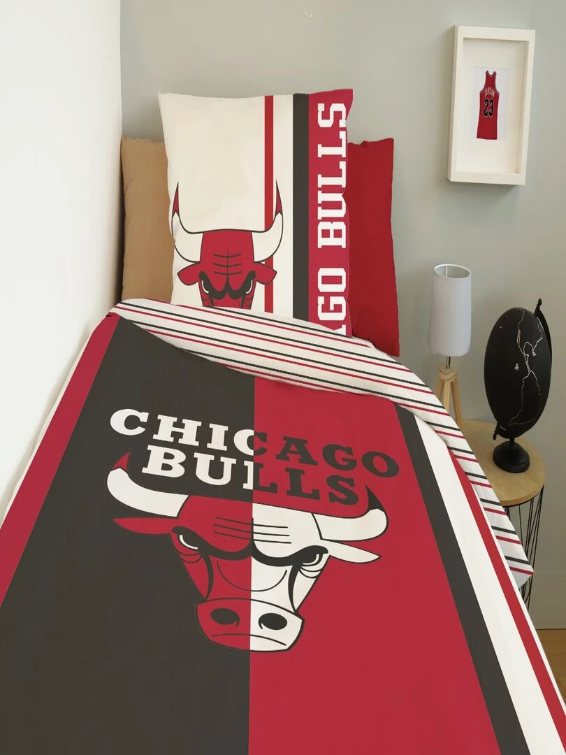 Housse De Couette Basket Ball NBA Chicago Bulls et Taies D'oreiller   100% Coton   Rouge