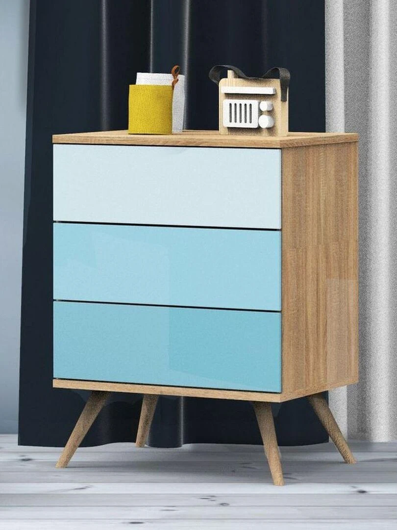Commode 3 tiroirs en bois SAUTHON Bleu