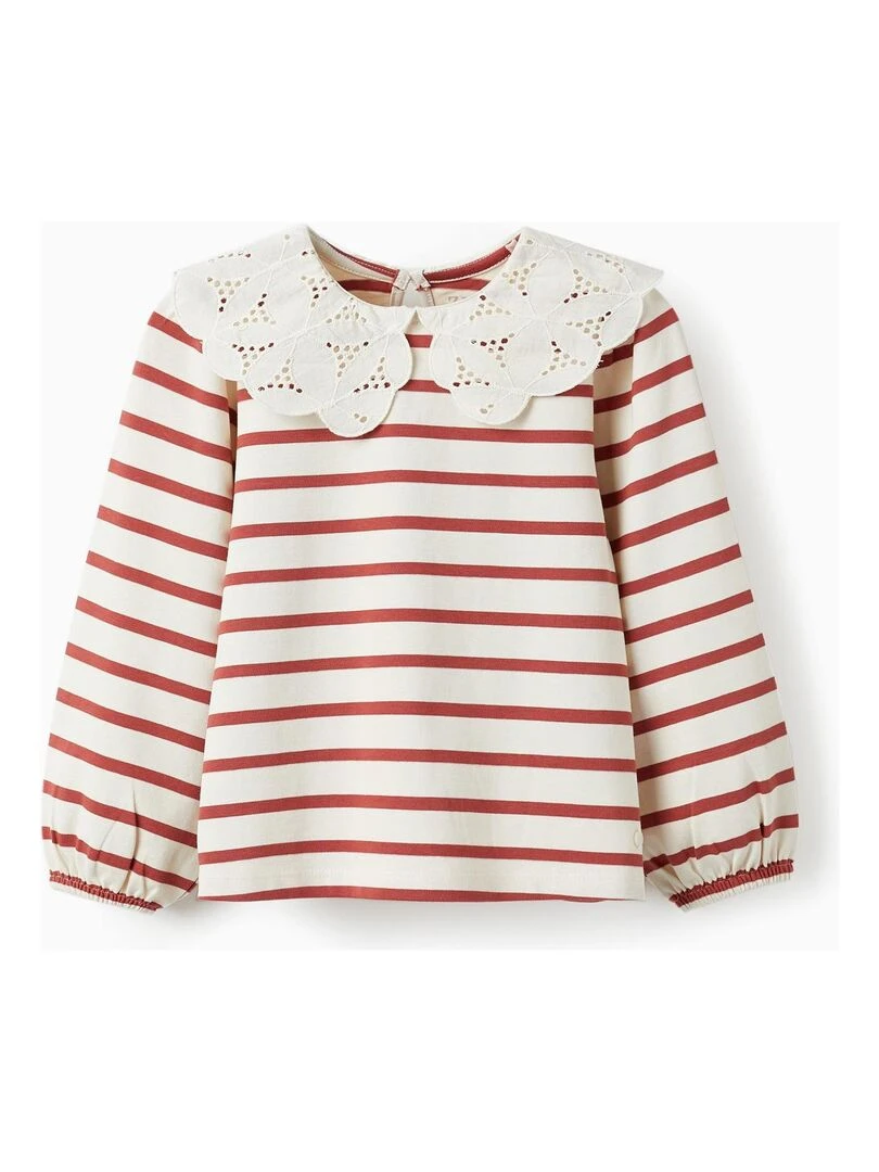 Pull avec Col en Broderie Anglaise pour Fille ATLANTIC COMPANY Rouge foncé