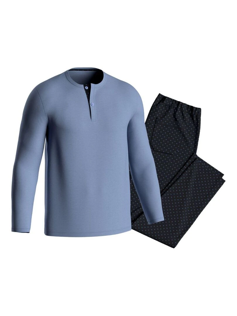 Pyjama long haori pour homme   Bleu