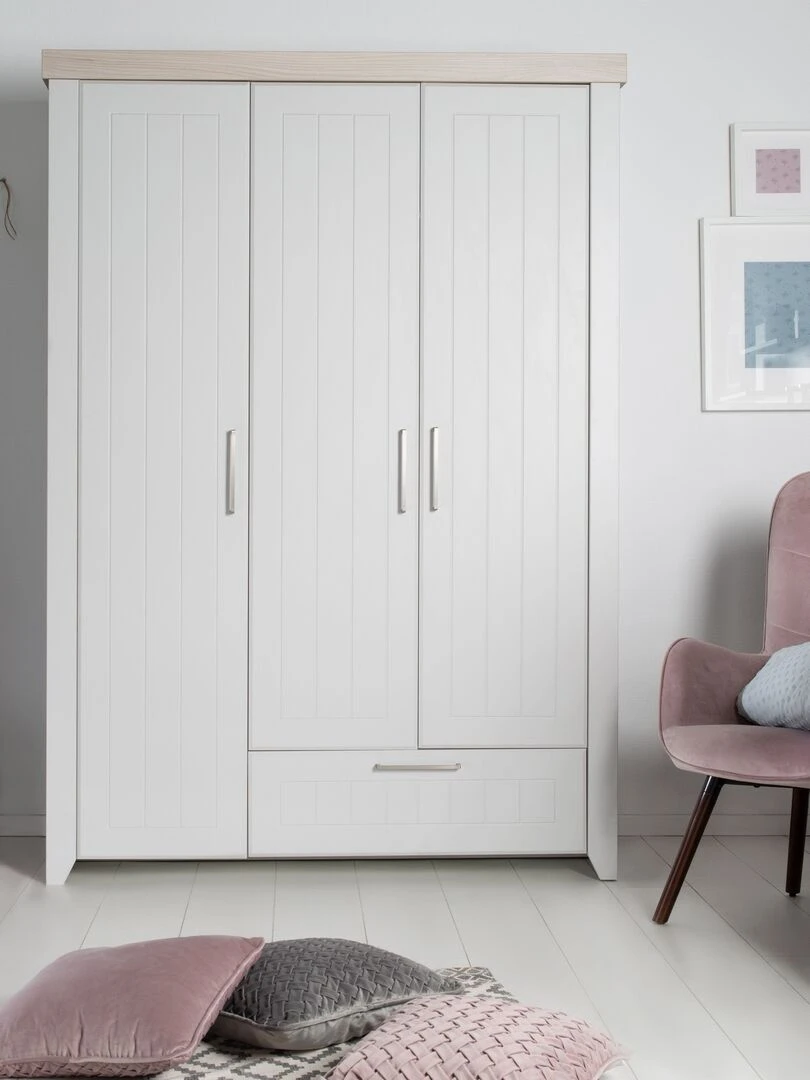 ROBA Armoire "Helene" 3 portes – technologie à fermeture progressive – gris clair / orme lunaire Gris clair