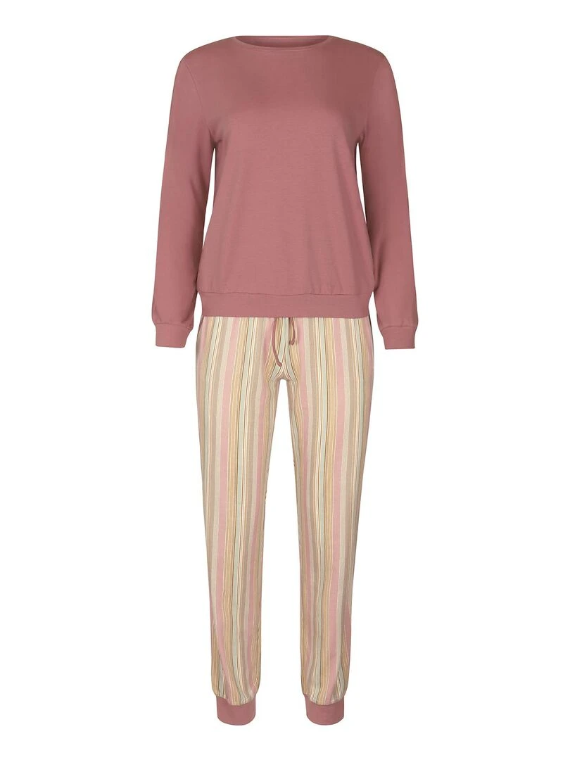 Pyjama pantalon resserré top manches longues Maxine   Rose