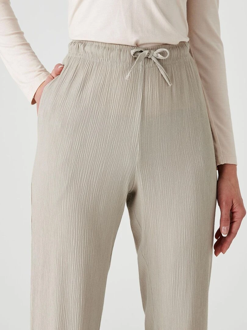 Pantalon fluide crépon Damart Marron