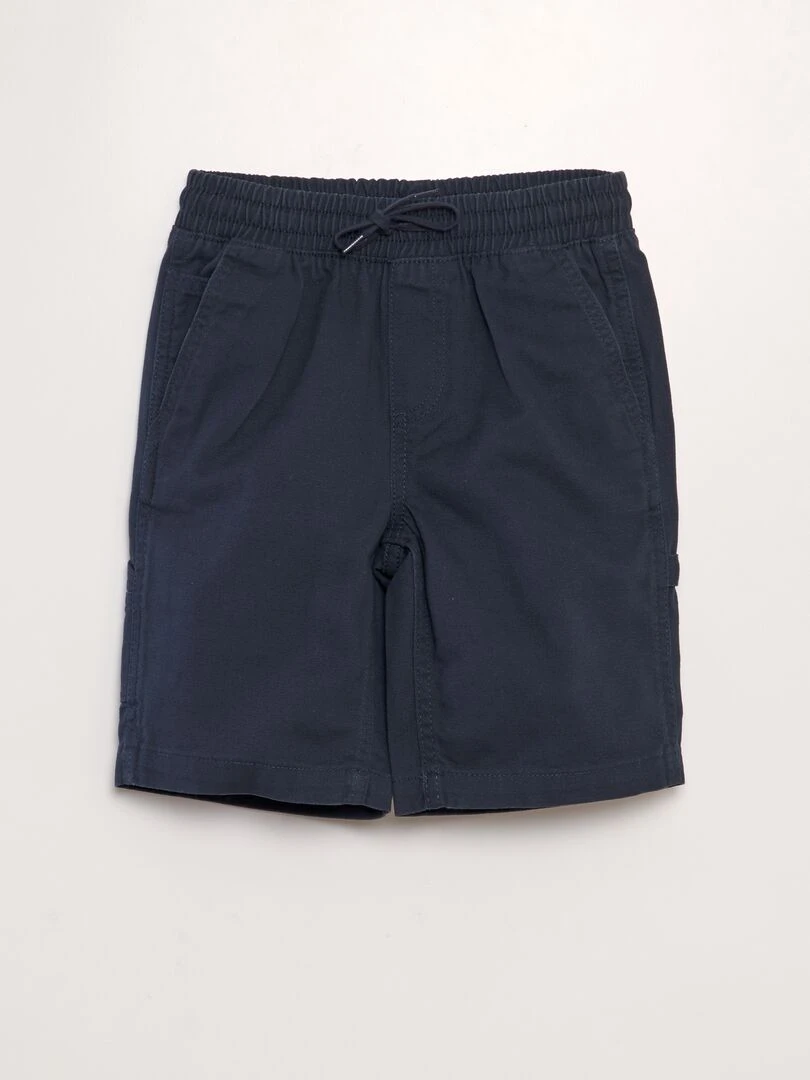 Short élastiqué façon denim bleu marine