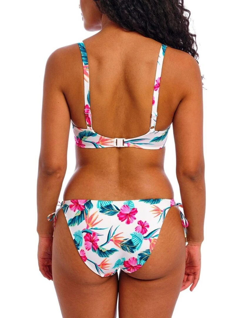 Bas de maillot à nouettes Palm Paradise   Blanc