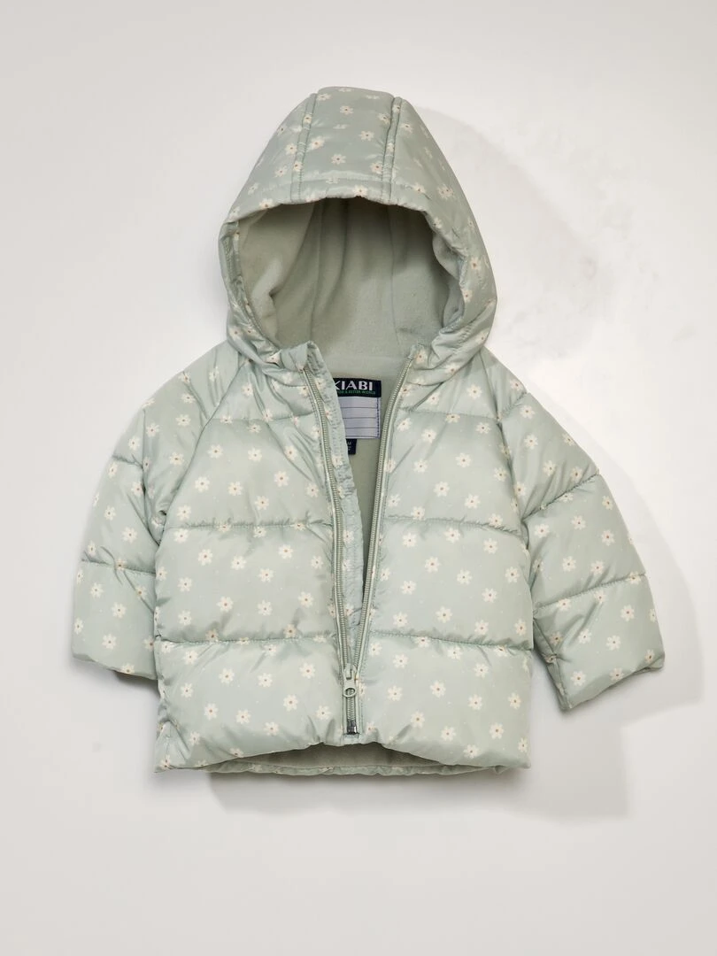 Doudoune à capuche avec imprimé   Vert