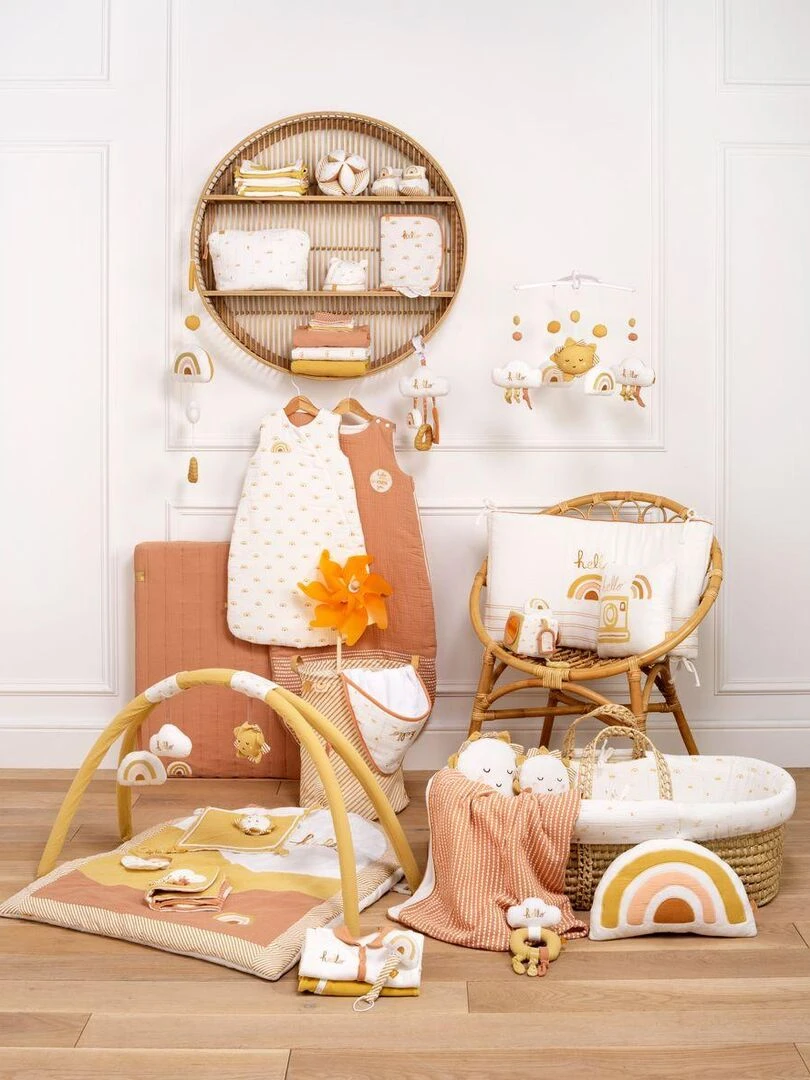 Lot bonnet et moufles bébé en coton   SAUTHON   Blanc