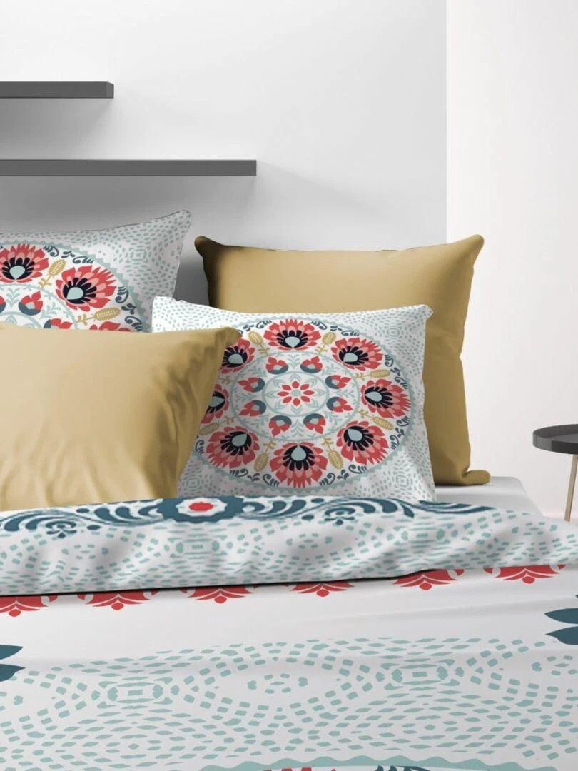 Housse de couette 240x260 cm + 2 taies d'oreiller 100% Coton 47 fils Camelia   Rose