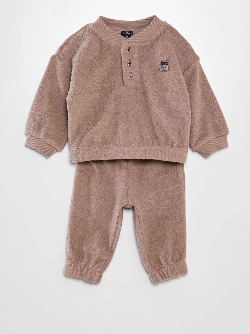 Ensemble bébé pull + pantalon en polaire 2 pièces Beige