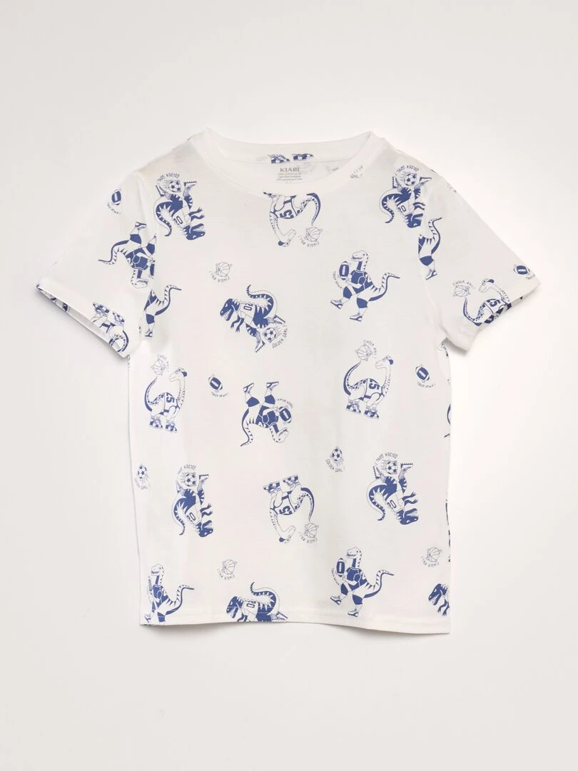 T shirt imprimé Blanc/bleu
