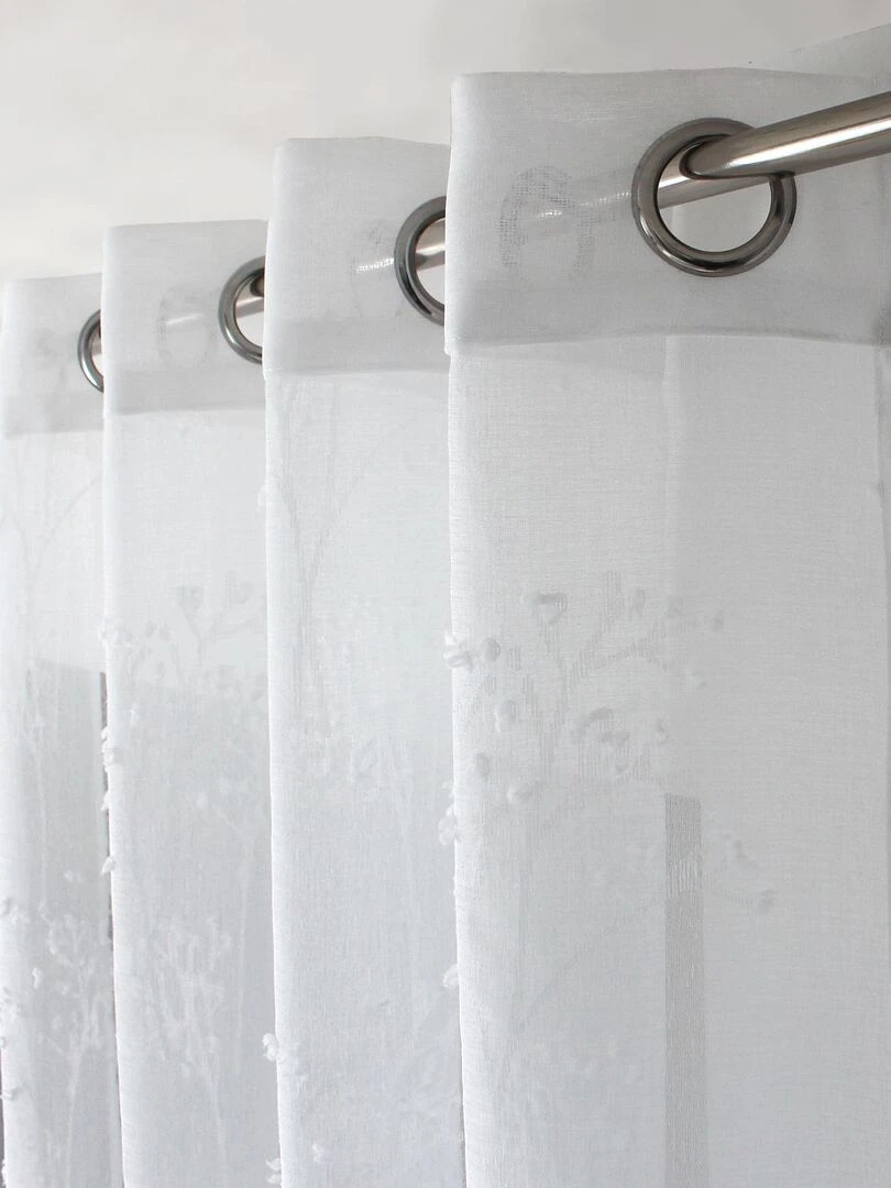 Voilage à jacquard coupé aux impressions végétales   Blanc