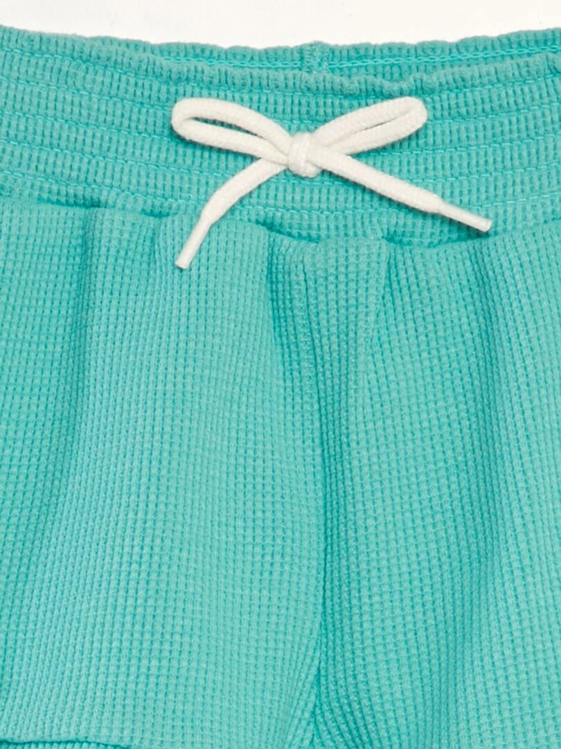 Short en nid d'abeilles   bleu vert