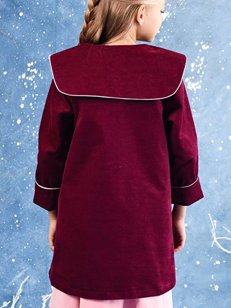 Veste Intersaison Fille Col Marin Velours Prune PIMPRENELLE 'LA FAUTE A VOLTAIRE' Bordeaux