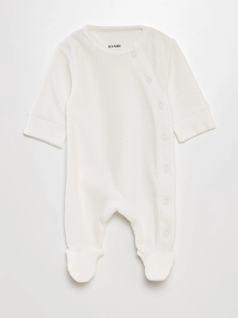 Pyjama en velours avec manches ajustables Blanc