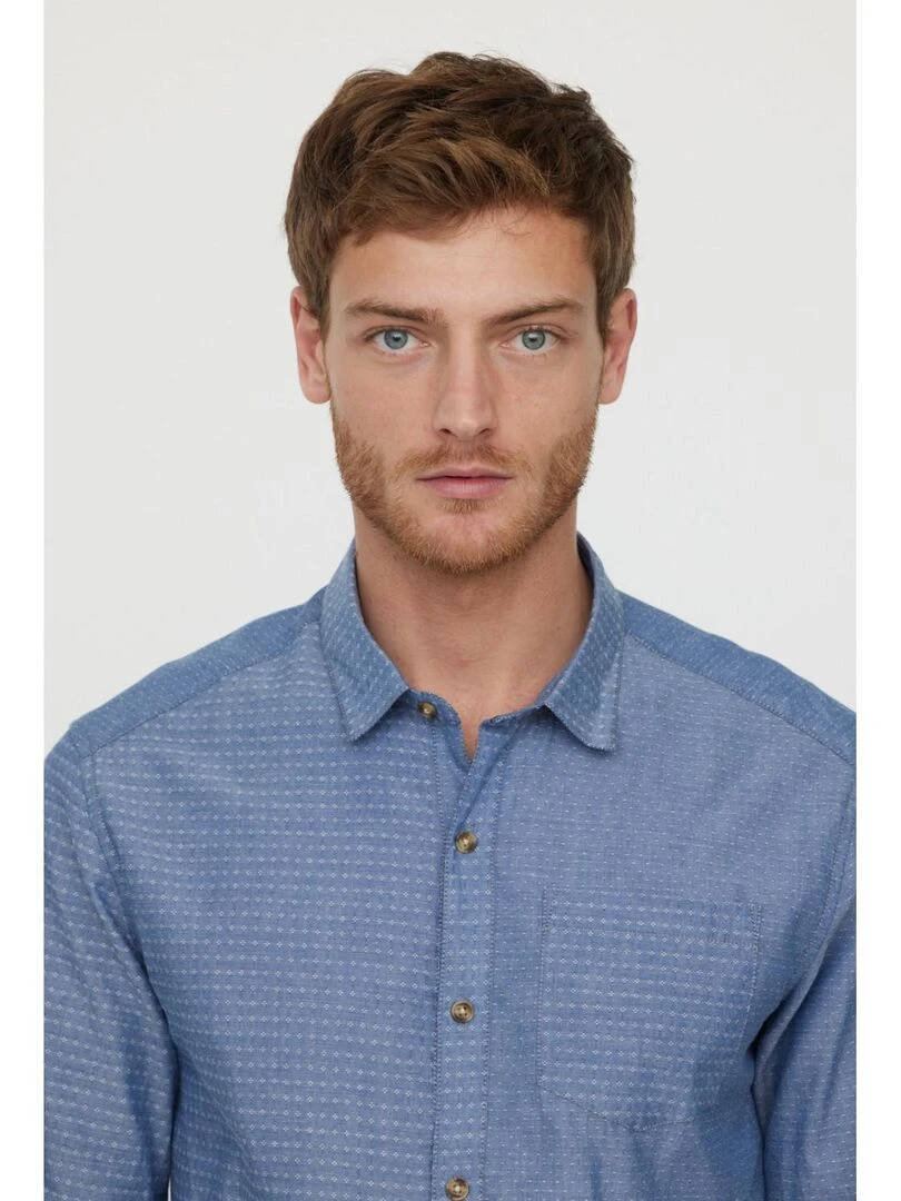 Lee Cooper   Chemise manches longues coton regular DOUGO   Bleu céladon