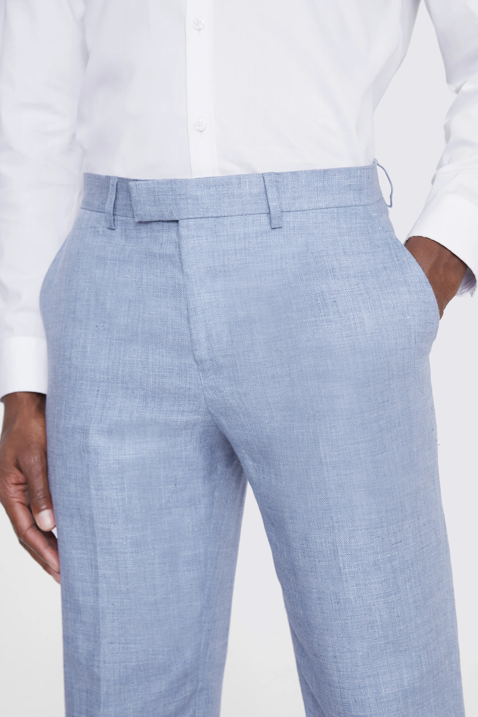Regular Fit Dusty Blue Linen Trousers   Buy Online at Moss