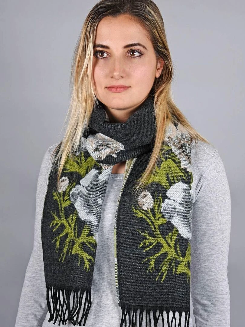 Echarpe Flana Fabriqué en France gris anthracite