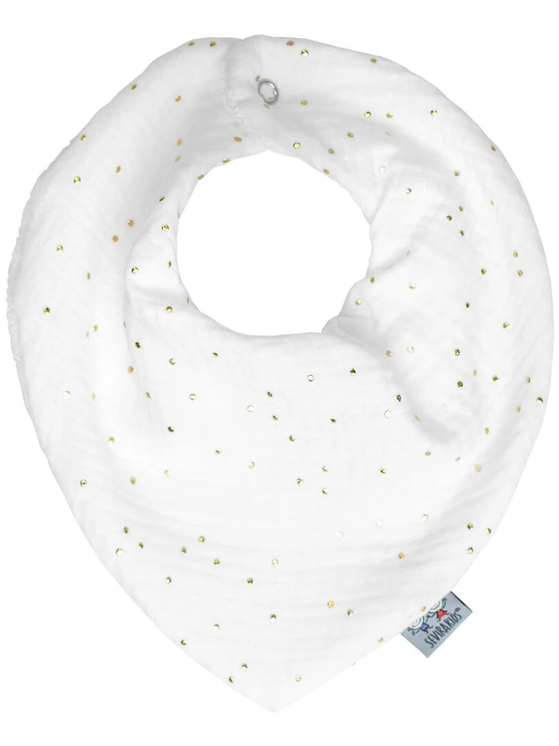 Bavoir bandana gaze de coton Jeanne Blanc Doré