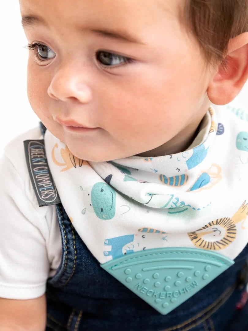 Bavoir bandana avec embout de dentition Safari Multicolore