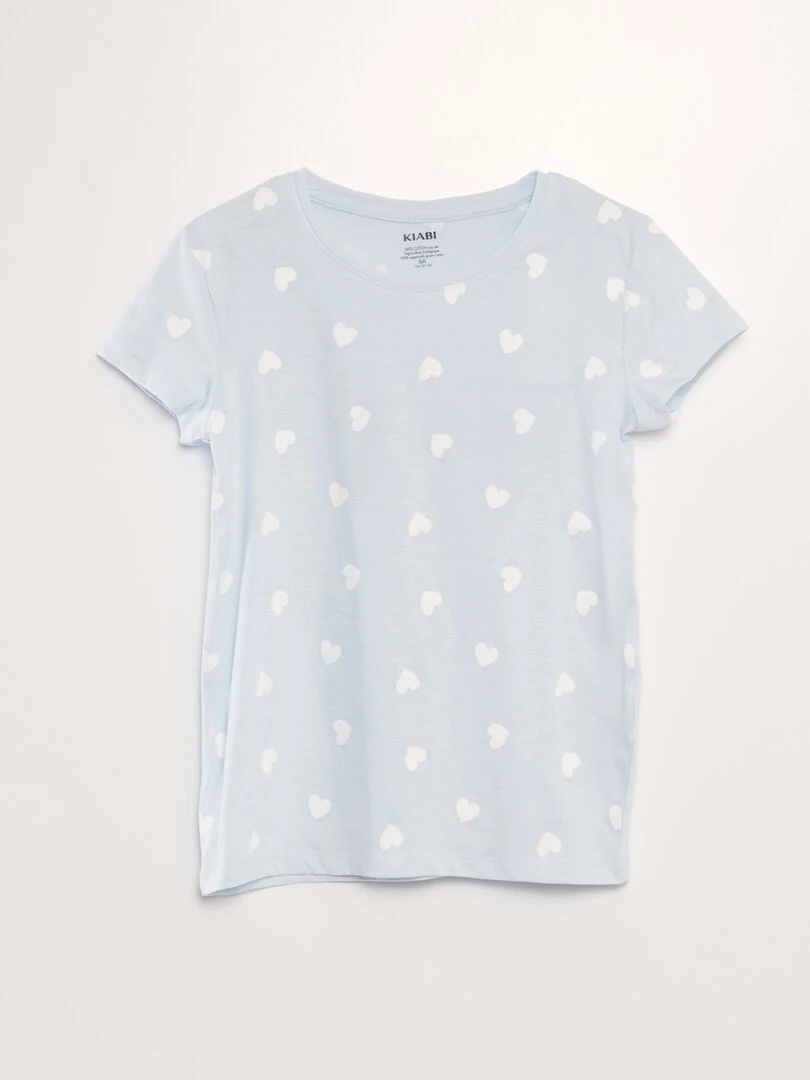 Ensemble de pyjama : T shirt + short   2 pièces   Bleu clair