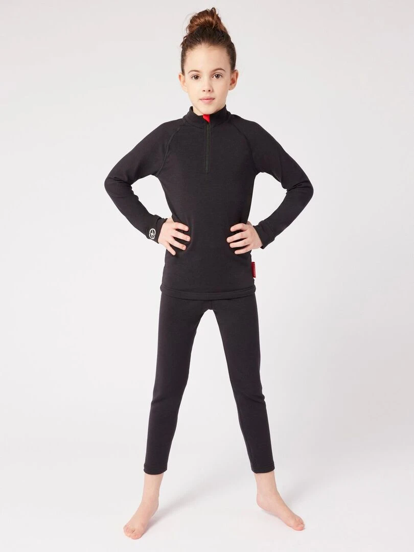 T shirt col zippé Comfort Thermolactyl 4 enfant DamartSport Noir