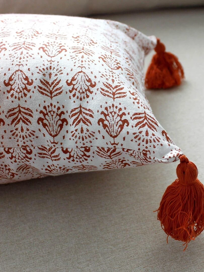 Coussin tie & dye au style exotique Rouge brique