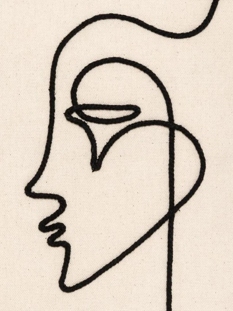 Housse de coussin 40x40 cm Visage corde coton   Blanc