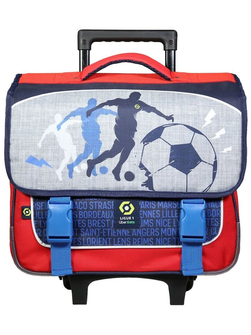 BAGTROTTER Cartable à roulettes 38 cm Ligue 1 Uber Eats Football Gris Gris