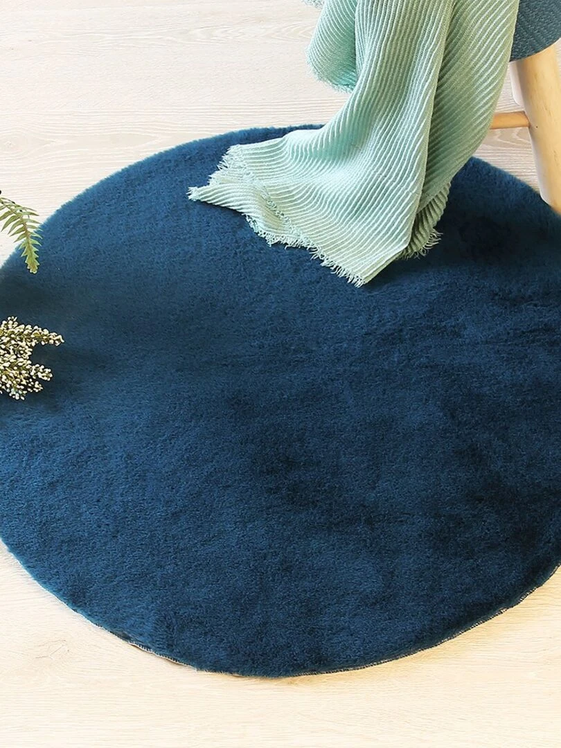 Tapis fausse fourrure extra doux CA 80 cm Bleu