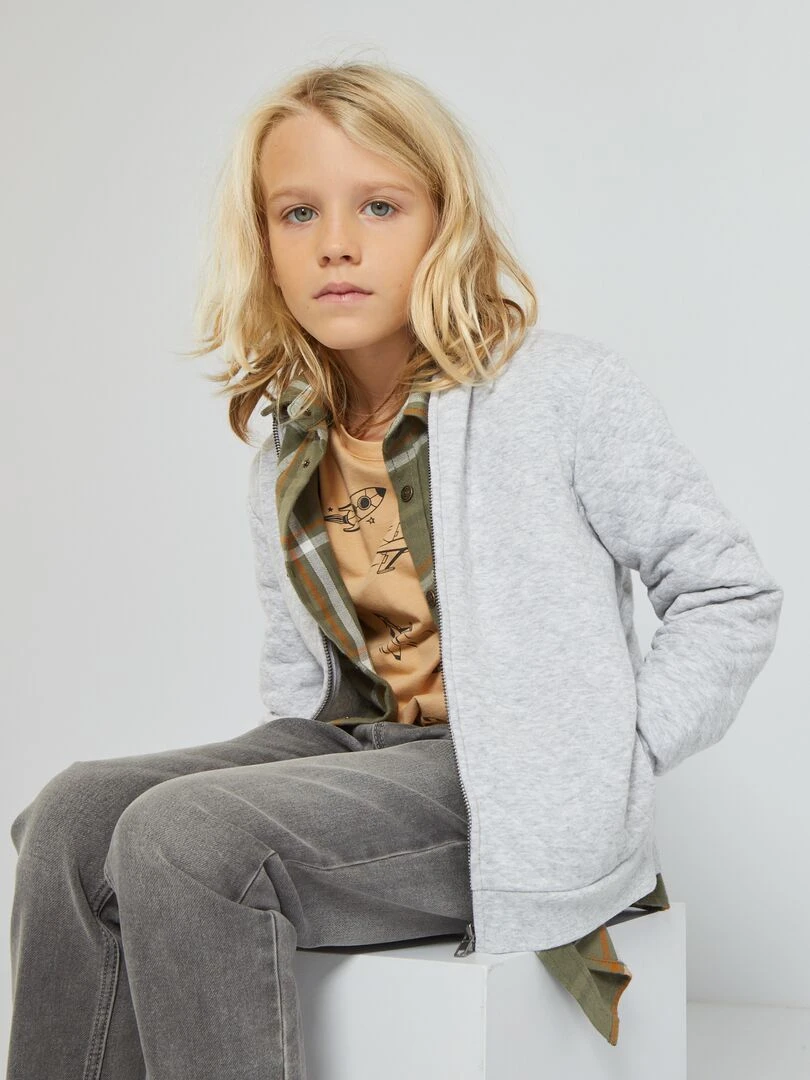 Sweat zippé en molleton GRIS