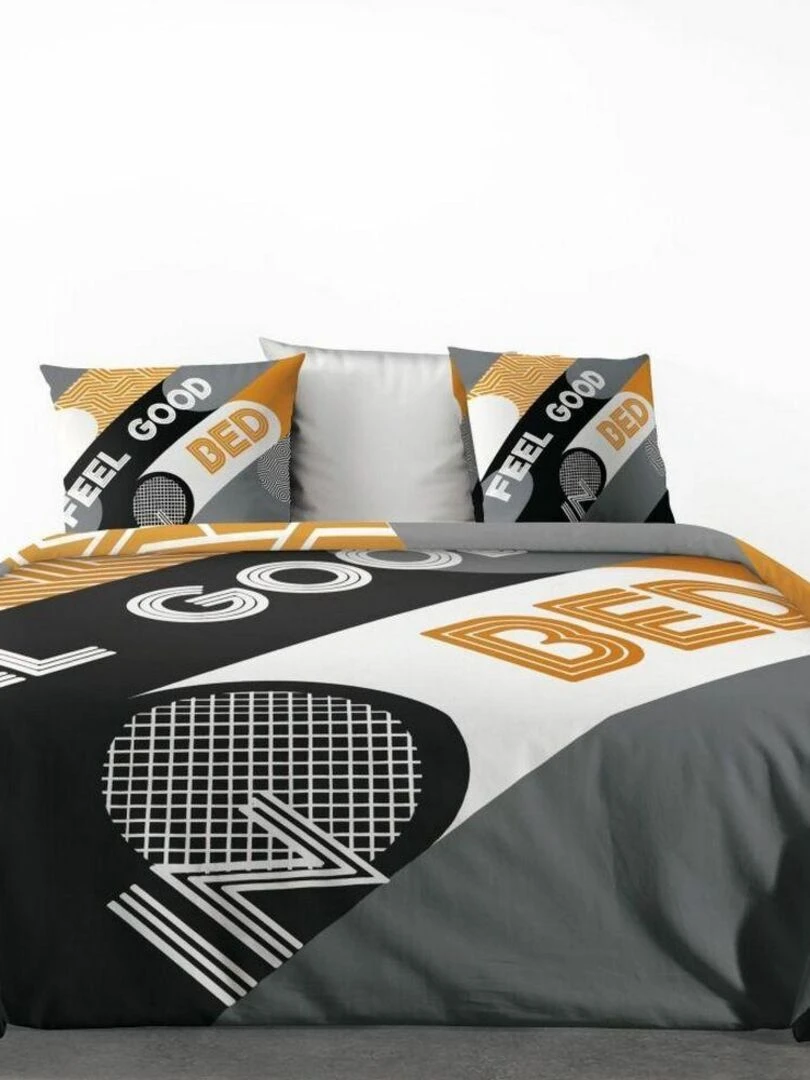 Housse de couette 240x260 cm + 2 taies d'oreiller 63x63 cm Coton Feel Gold   Gold