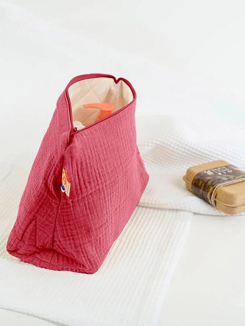 Trousse de Toilette en Coton Bio Fraise   Rouge