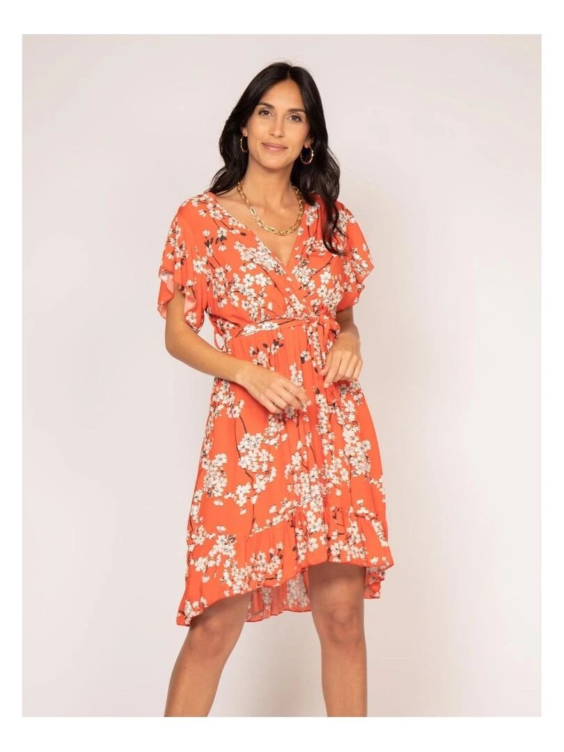 Robe courte motifs IBOU Orange