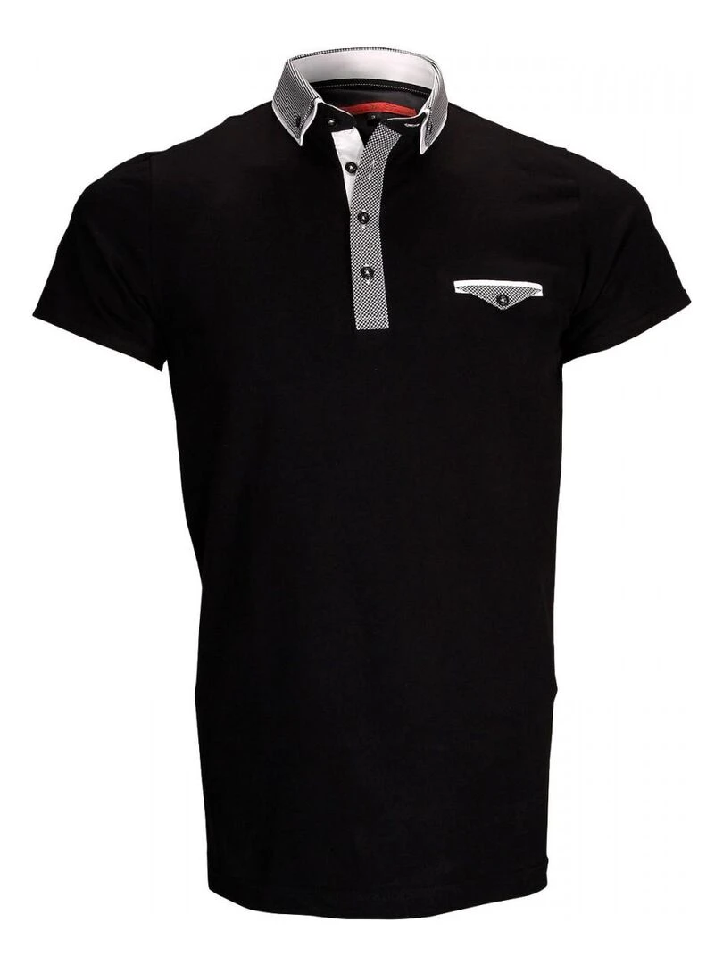 Polo double col JOHN Noir