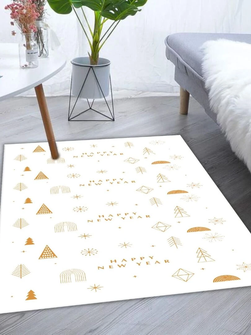 Tapis New Year Gold Blanc