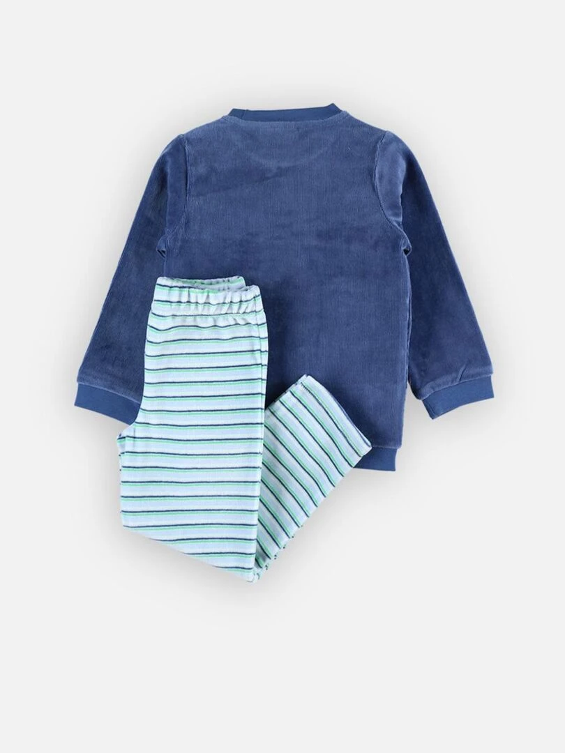 Pyjama 2 pièces en velours bleu/vert Noukie's Bleu