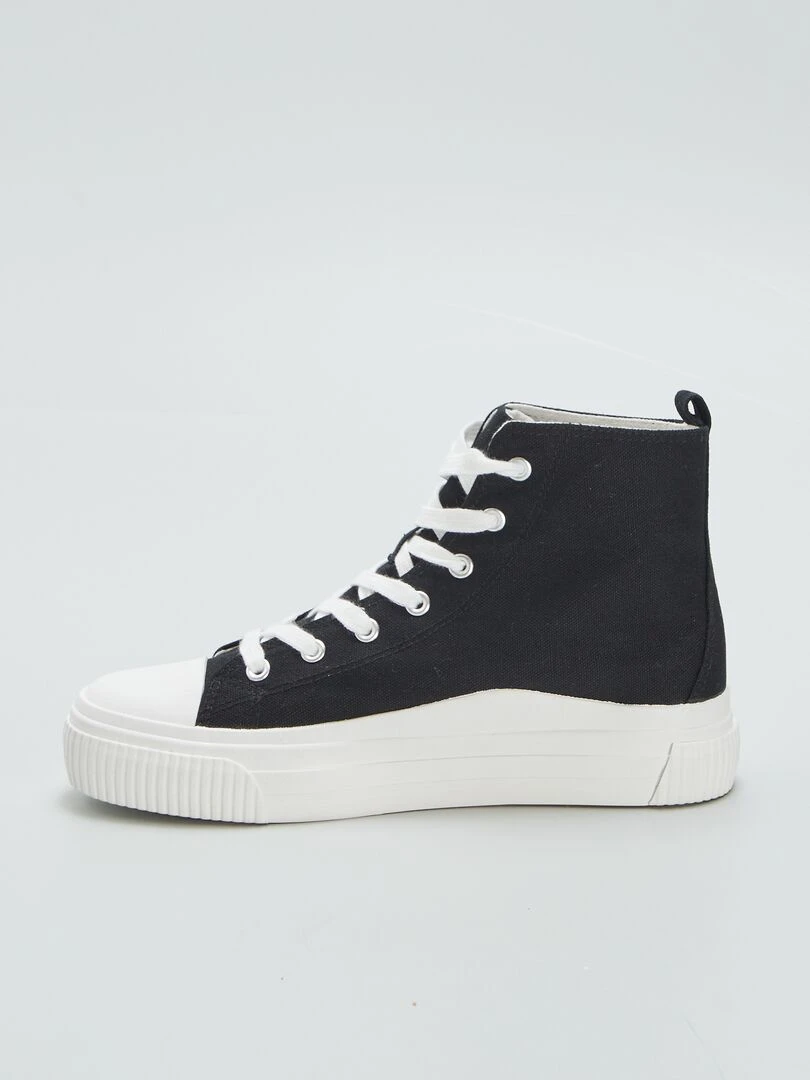 Baskets en toile à semelles compensées   Noir