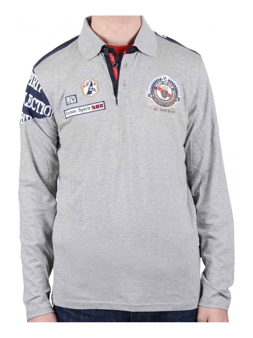 Polo manches longues homme CALANK VENT DU CAP Gris