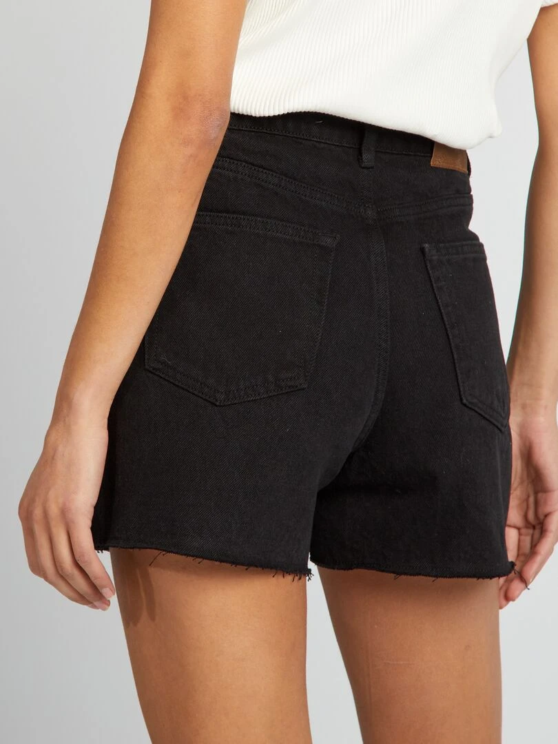 Short en jean coupé à cru   Noir