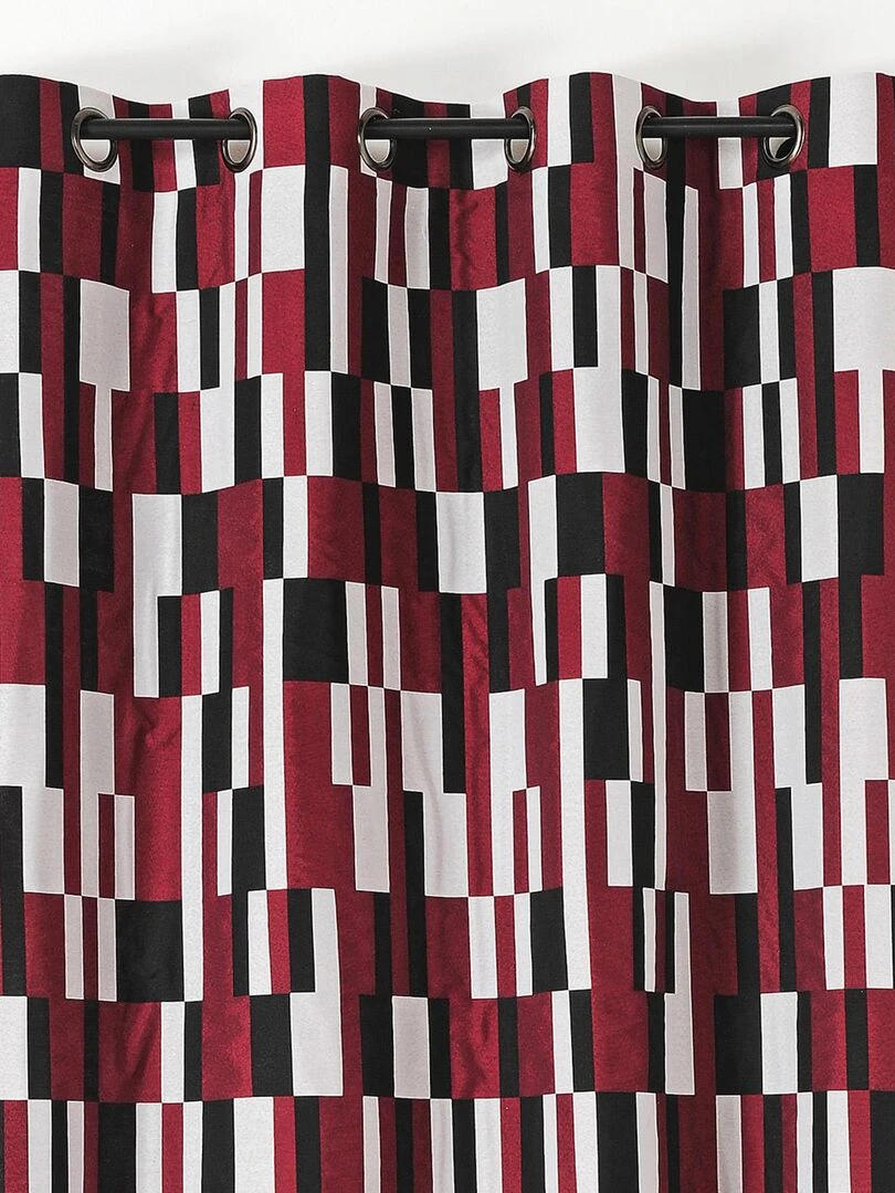Rideau à jacquard damier Rouge