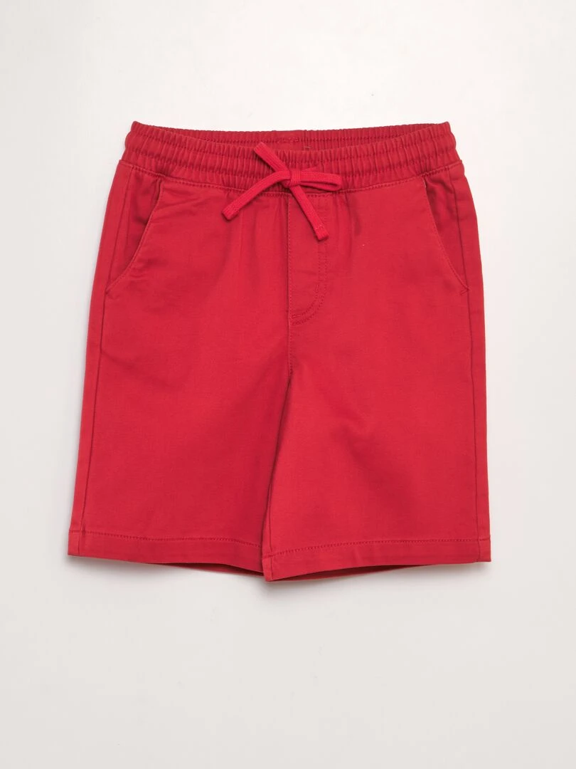 Bermuda à taille élastiquée Rouge
