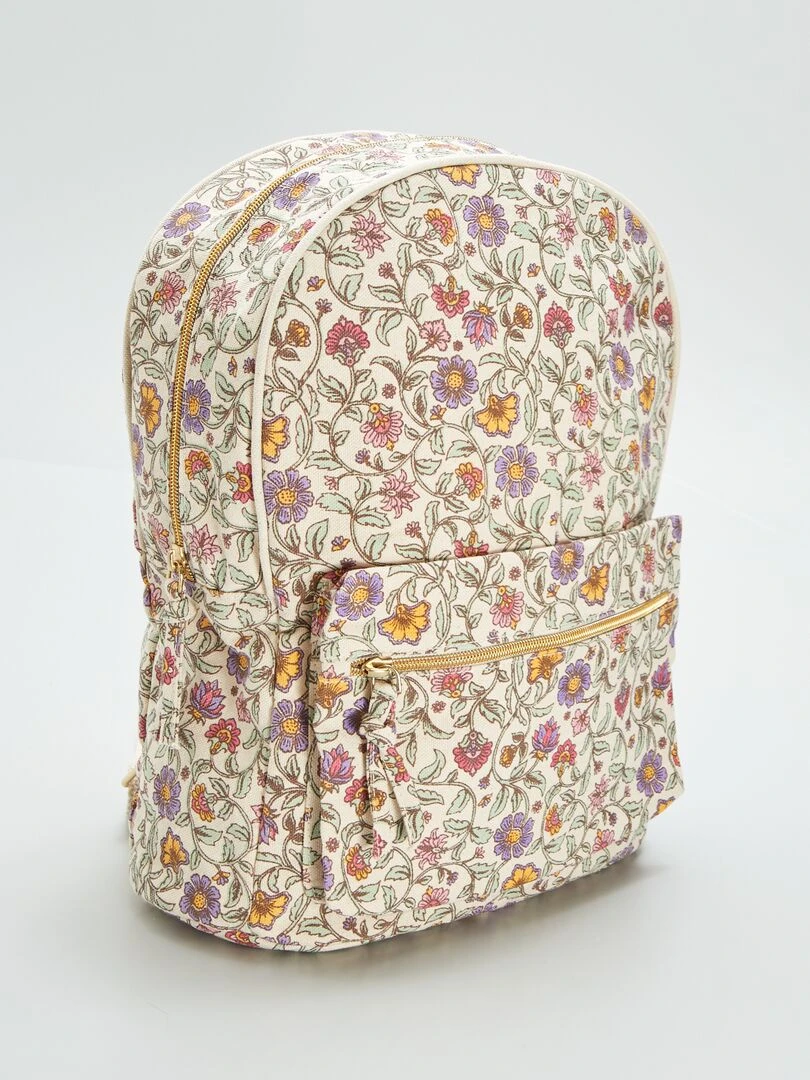 Sac à dos en toile imprimée ROSE