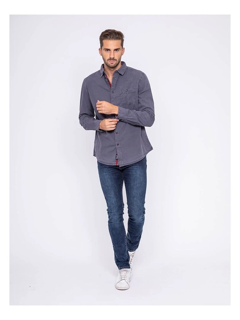 Chemise manches longues pur coton TILMO   Noir