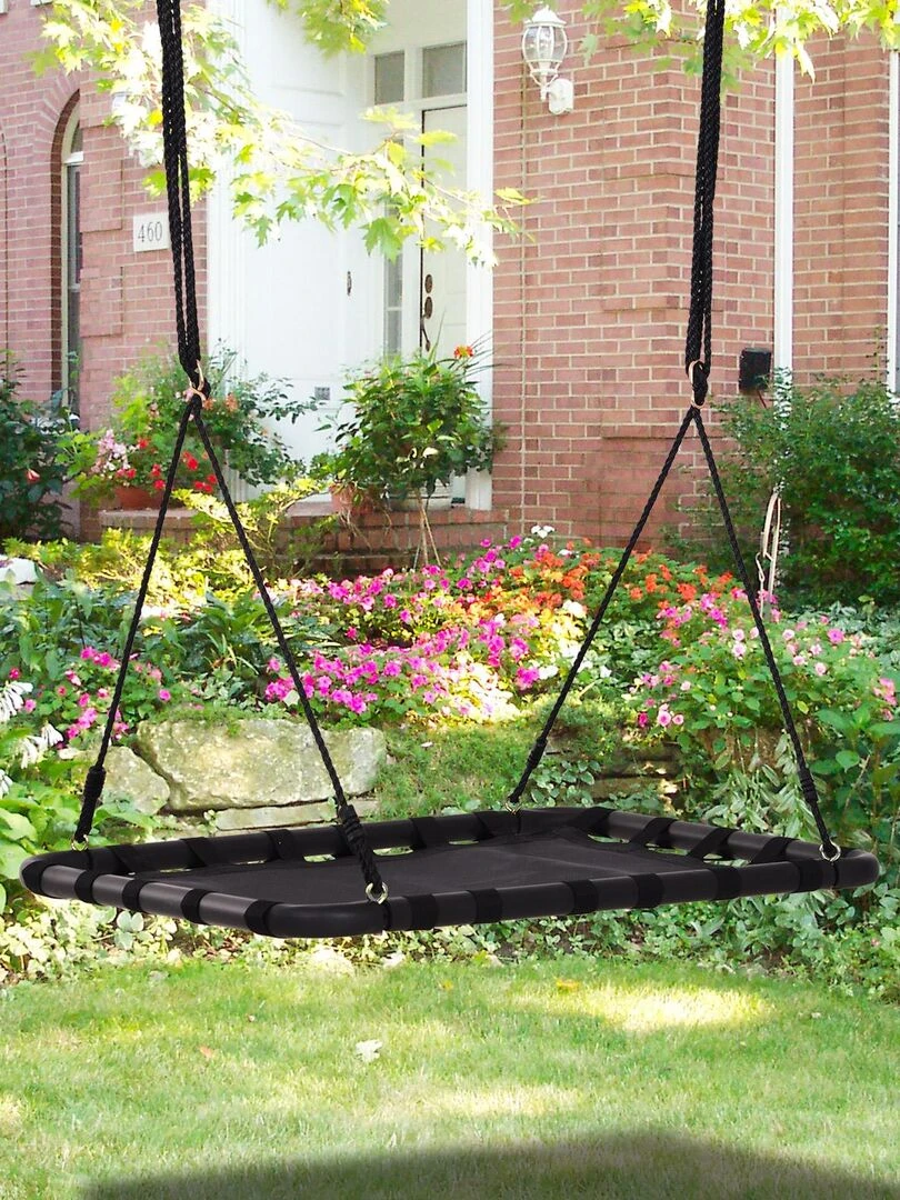 Balançoire nid d'oiseau rectangulaire noire   Noir