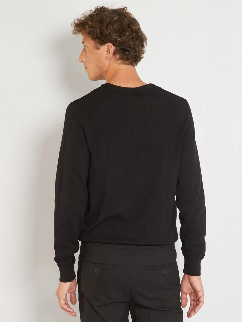 Pull basique en maille unie   noir