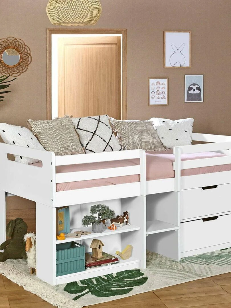 Lit mi hauteur Hoby   AKITEN RETAIL   Blanc Blanc