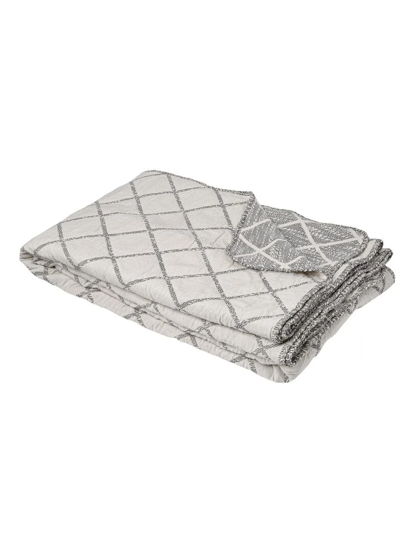 Dessus de lit réversible motif losange Gris perle